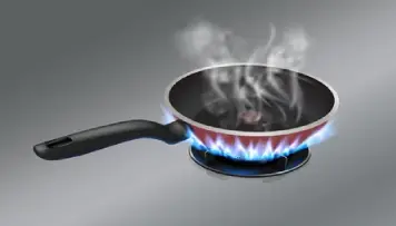 Heats aluminum in a pan